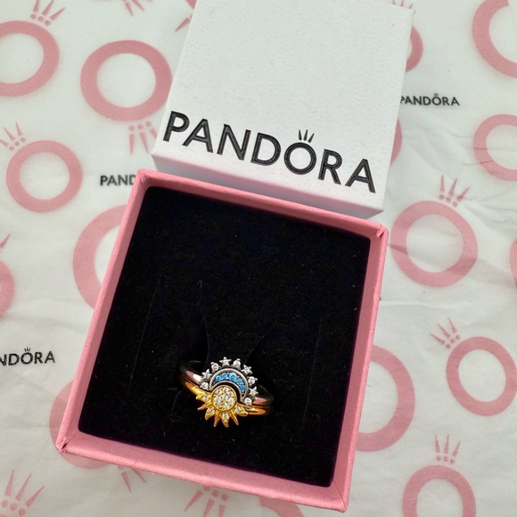 Pandora Jewelry - Pandora Sun and Moon Ring - Gold and Silver
